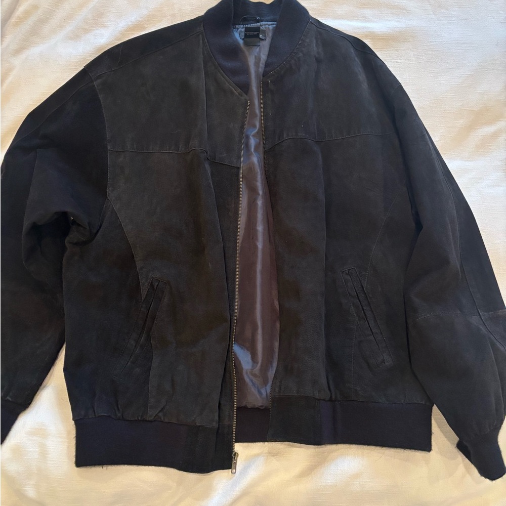 Men's Black Leather Bomber Jacket